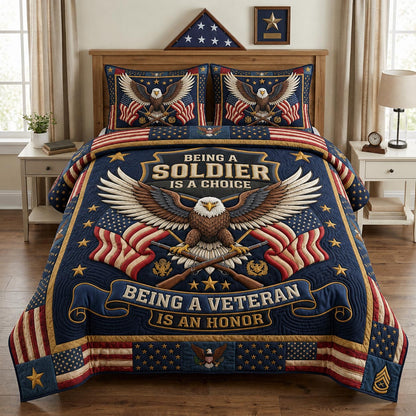Patriotic Veteran 3-Piece Quilted Bedding Set GFTOLAN1352