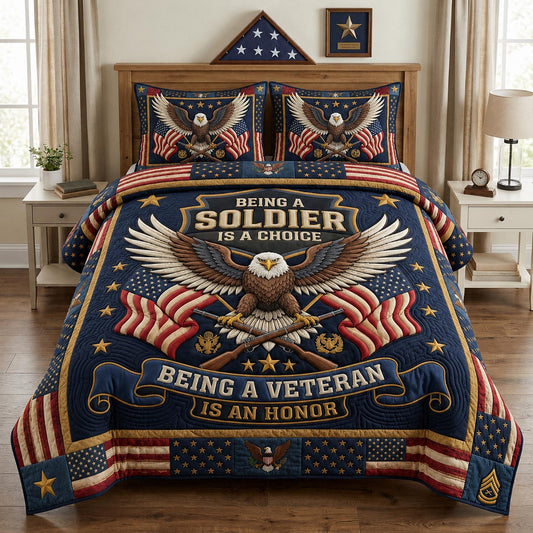Patriotic Veteran 3-Piece Quilted Bedding Set GFTOLAN1352