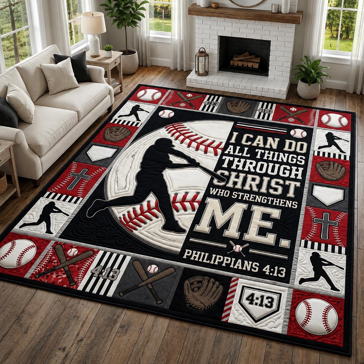 Christian Baseball Area Rug GFTOLAN1373