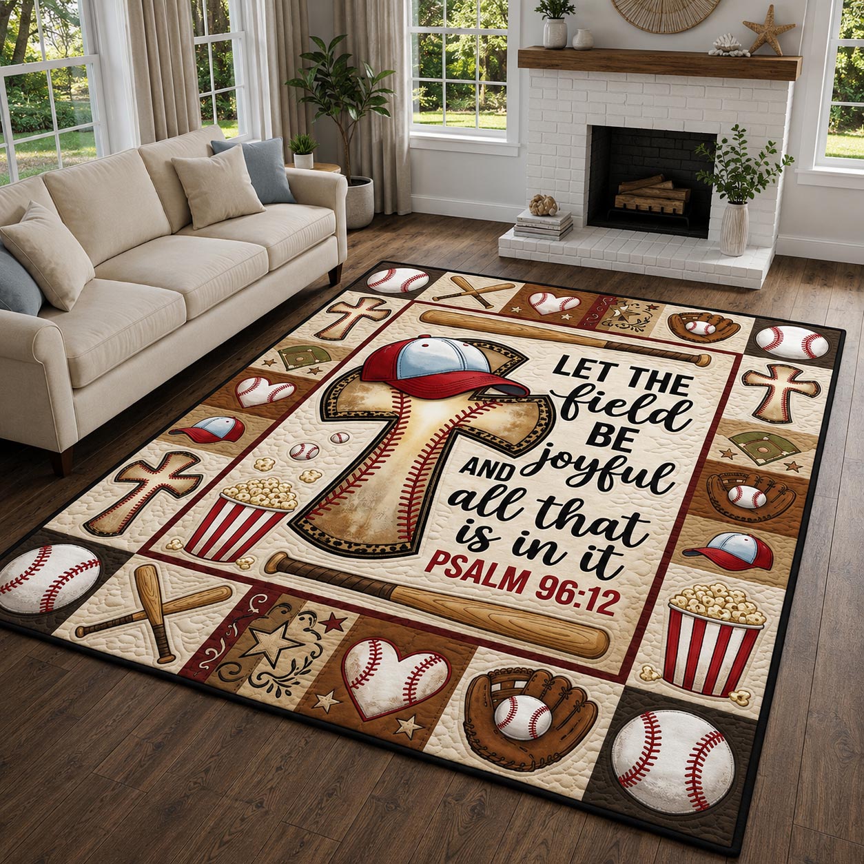 Christian Baseball Area Rug GFTOLAN1374