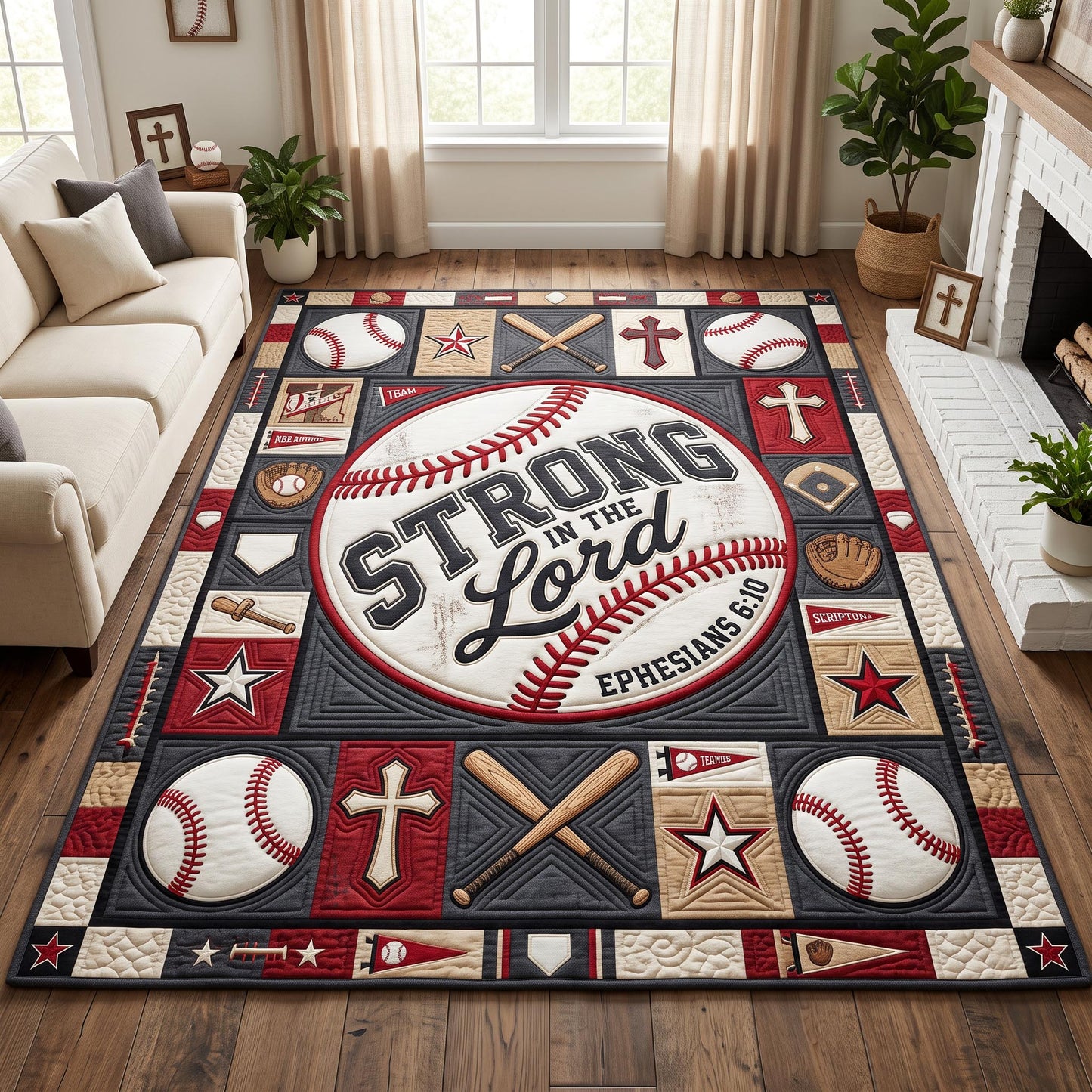 Christian Baseball Area Rug GFTOLAN1376