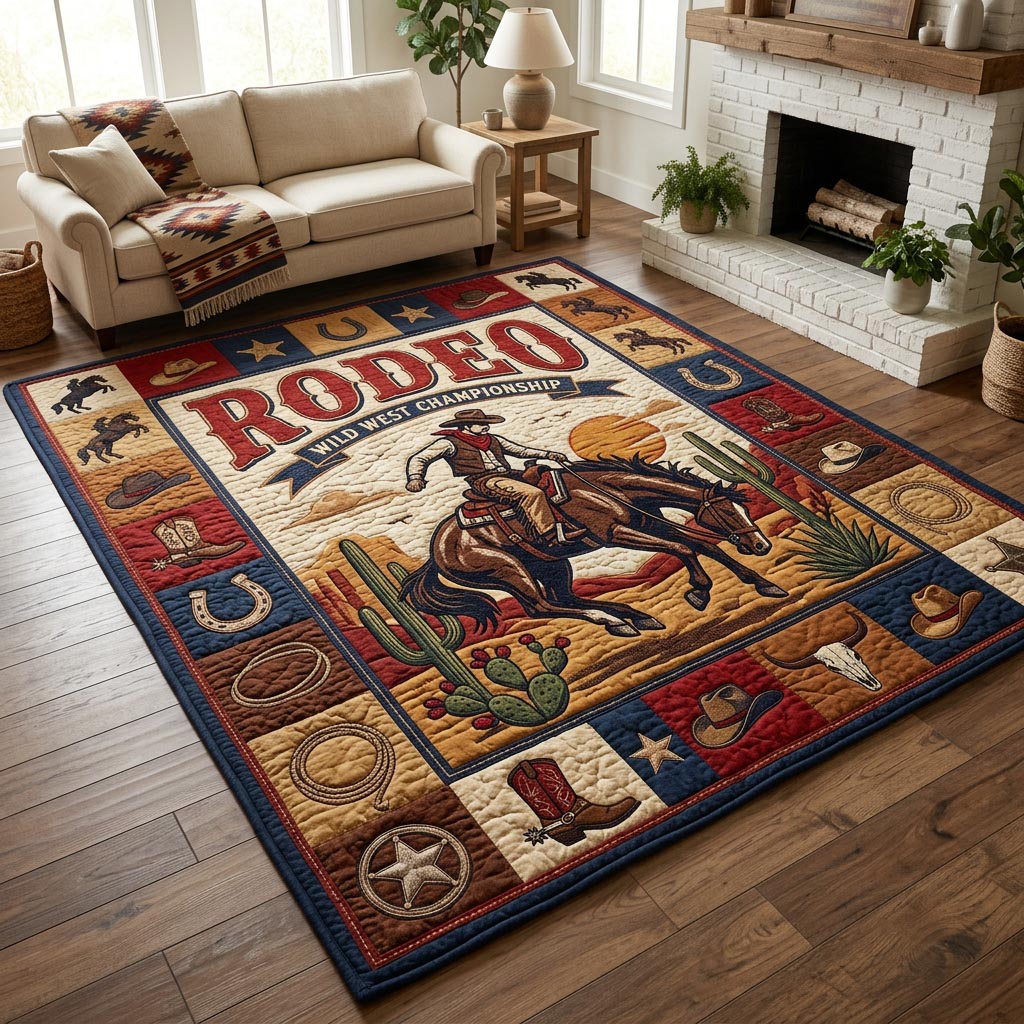 Rodeo Cowboy Wild West Area Rug GFTOLAN1385