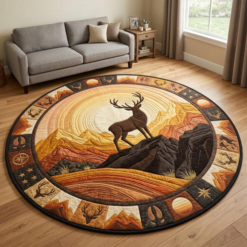 Majestic Stag Deer Quilted Round Mat GFTOLAN1386