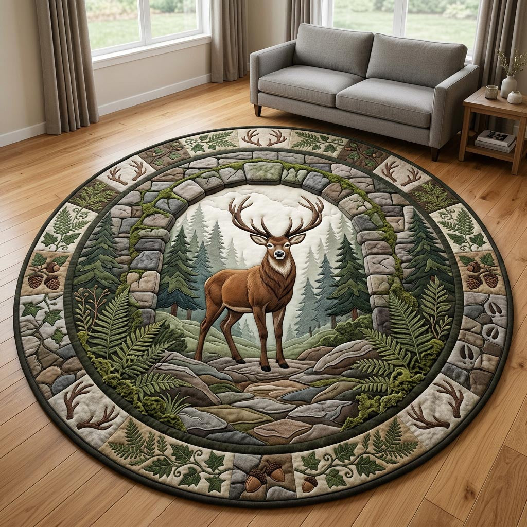 Majestic Stag Deer Quilted Round Mat GFTOLAN1387
