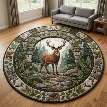 Majestic Stag Deer Quilted Round Mat GFTOLAN1387