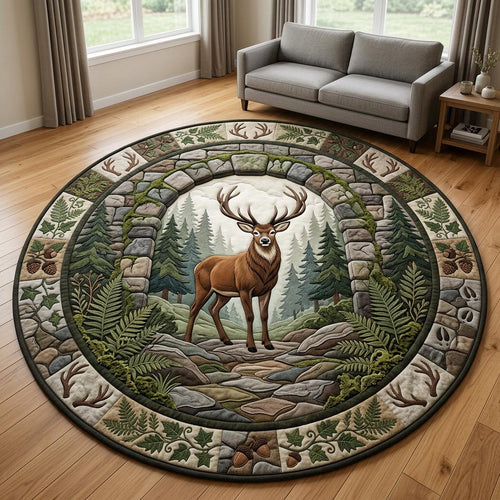 Majestic Stag Deer Quilted Round Mat GFTOLAN1387