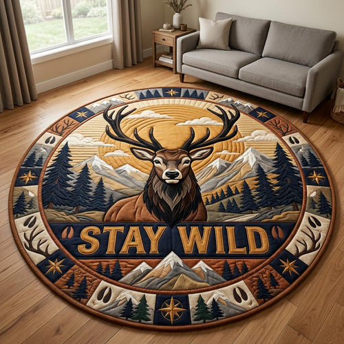 Majestic Stag Deer Quilted Round Mat GFTOLAN1388