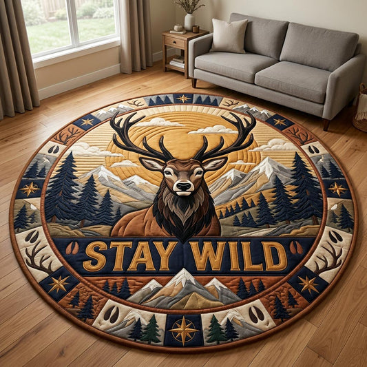 Majestic Stag Deer Quilted Round Mat GFTOLAN1388