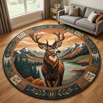 Majestic Stag Deer Quilted Round Mat GFTOLAN1389