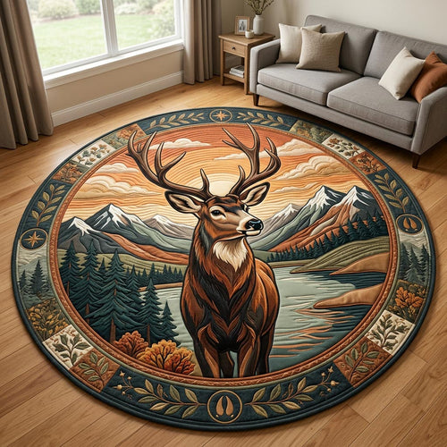 Majestic Stag Deer Quilted Round Mat GFTOLAN1389