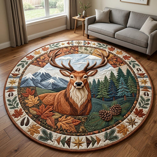 Majestic Stag Deer Quilted Round Mat GFTOLAN1391