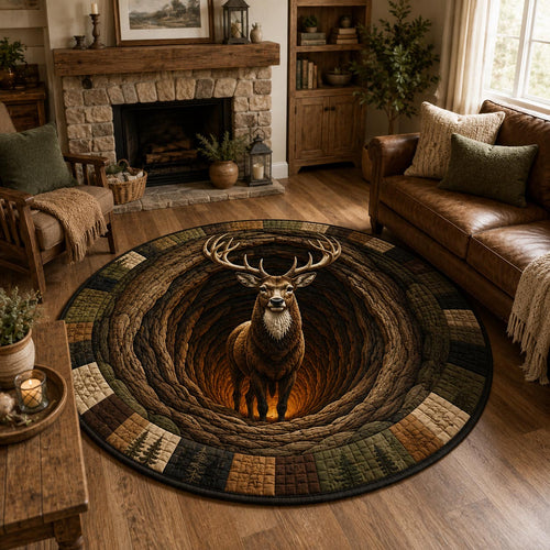 Majestic Stag Deer Quilted Round Mat GFTOLAN1392