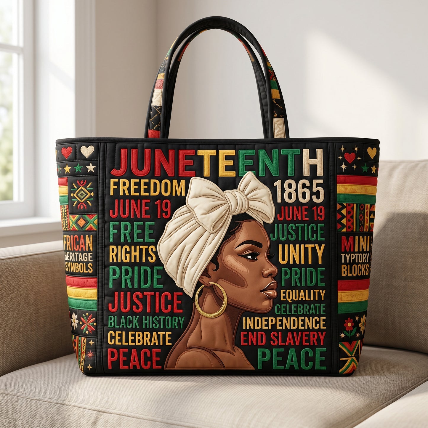 Juneteenth Pride Woman Quilted Tote Bag GFTOLAN140
