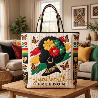 Melanin Juneteenth Quilted Tote Bag GFTOLAN142