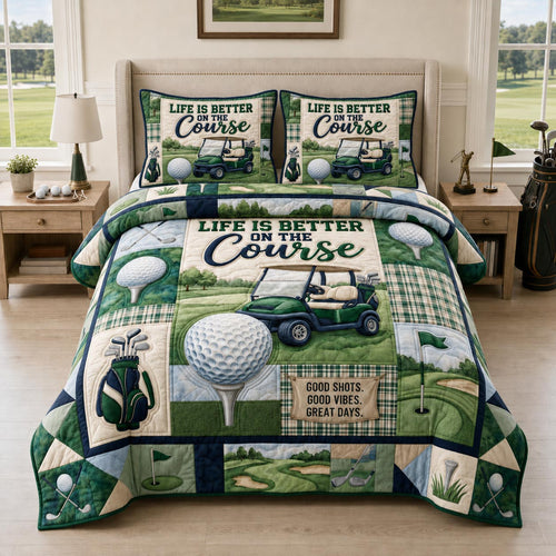 Golf Course 3-Piece Quilted Bedding Set GFTOLAN1420