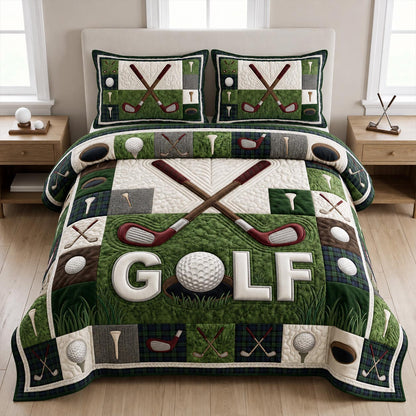 Golf Course 3-Piece Quilted Bedding Set GFTOLAN1422