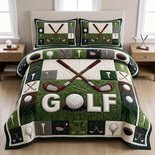 Golf Course 3-Piece Quilted Bedding Set GFTOLAN1422