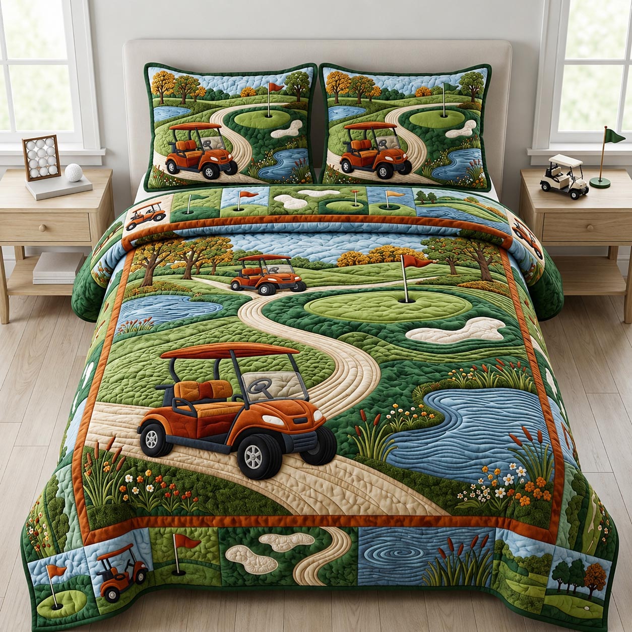 Golf Course 3-Piece Quilted Bedding Set GFTOLAN1425