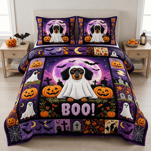 Dachshund Halloween 3-Piece Quilted Bedding Set GFTOLAN1427