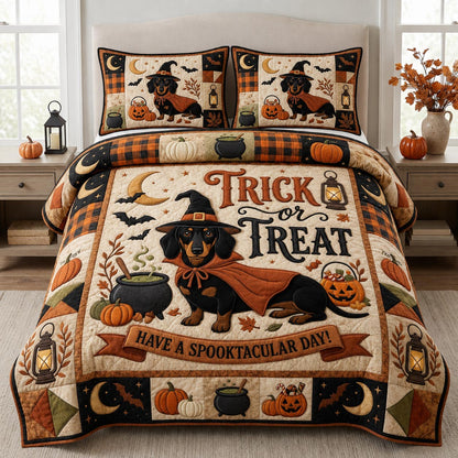 Dachshund Halloween 3-Piece Quilted Bedding Set GFTOLAN1429