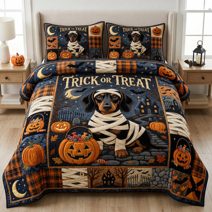 Dachshund Halloween 3-Piece Quilted Bedding Set GFTOLAN1431