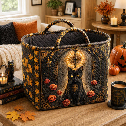 Gothic Black Cat Quilted Storage Basket GFTOLAN1457