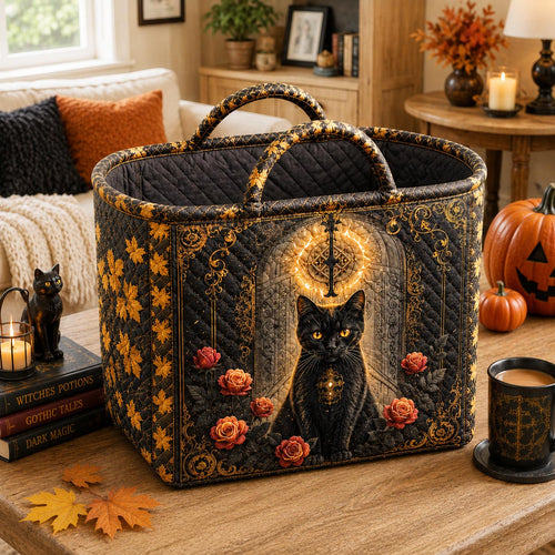Gothic Black Cat Quilted Storage Basket GFTOLAN1457