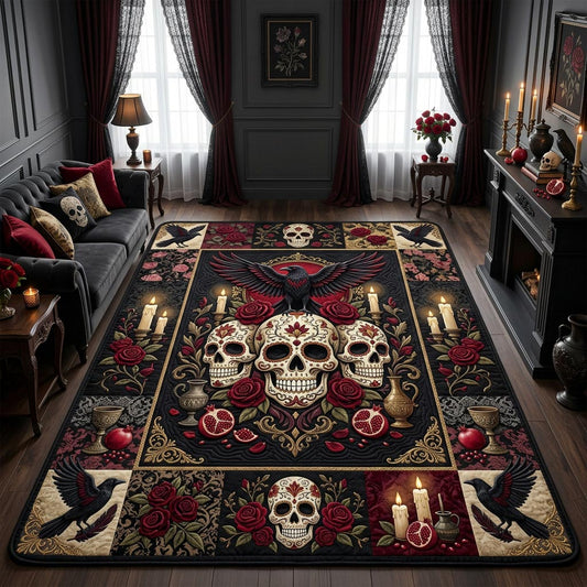 Day Of The Dead Floral Sugar Skull Area Rug GFTOLAN1481
