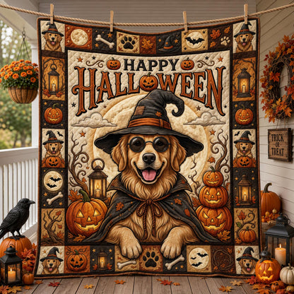 Golden Retriever Halloween Quilted Blanket GFTOLAN1502