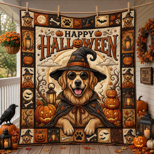Golden Retriever Halloween Quilted Blanket GFTOLAN1502
