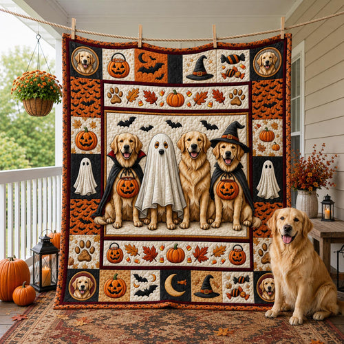 Golden Retriever Halloween Quilted Blanket GFTOLAN1503