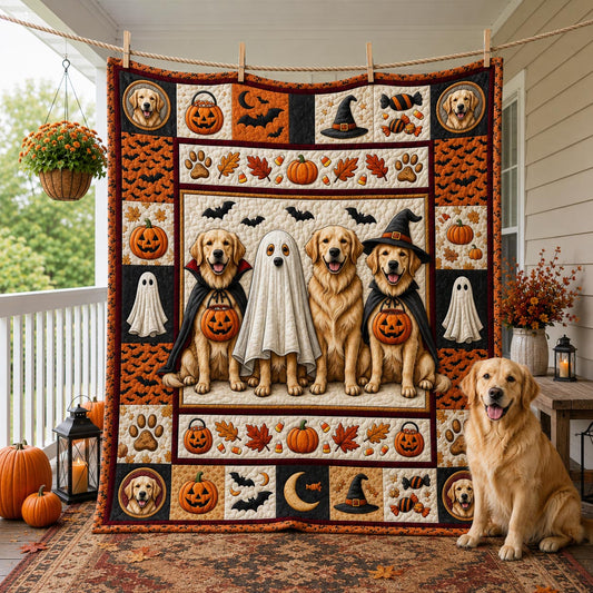 Golden Retriever Halloween Quilted Blanket GFTOLAN1503
