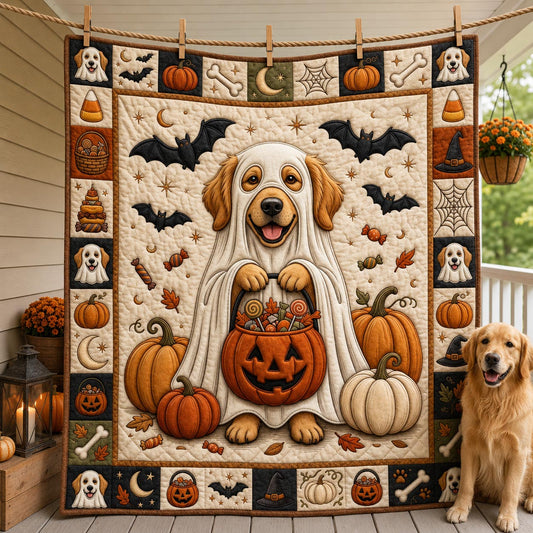 Golden Retriever Halloween Quilted Blanket GFTOLAN1504