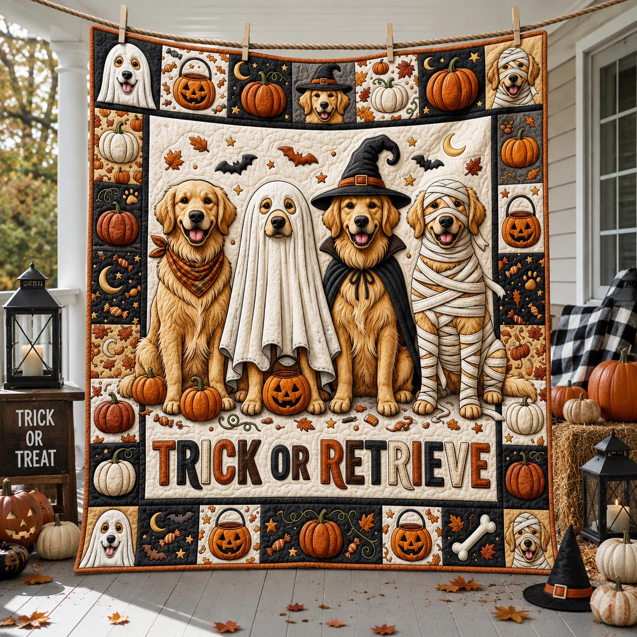 Trick Or Retrieve Quilted Blanket GFTOLAN1505