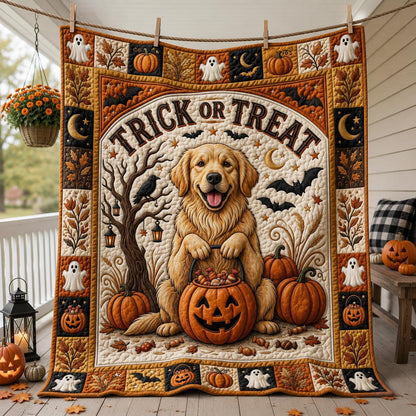 Golden Retriever Trick Or Treat Quilted Blanket GFTOLAN1507