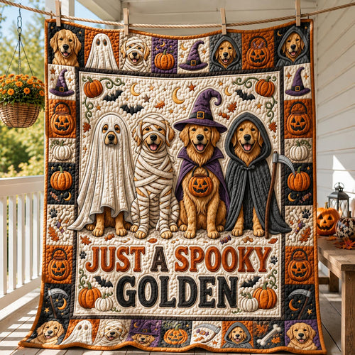 Golden Retriever Halloween Quilted Blanket GFTOLAN1508