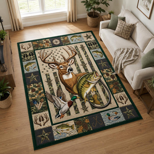 Hunting Fishing Camo Area Rug GFTOLAN1512