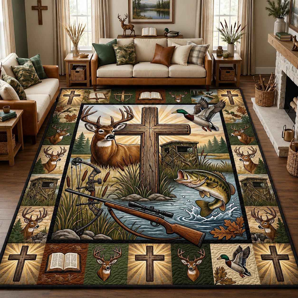 Hunting Fishing Faith Area Rug GFTOLAN1514
