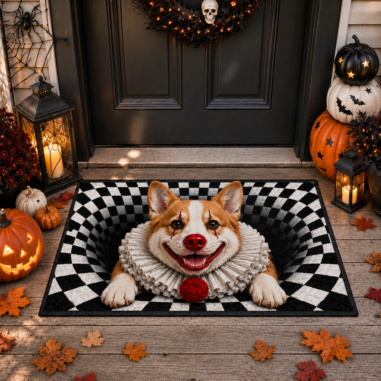 Corgi Clown Vortex Doormat GFTOLAN1558