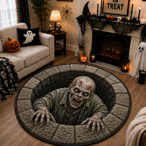 Undead Grave Zombie Quilted Round Mat GFTOLAN1563
