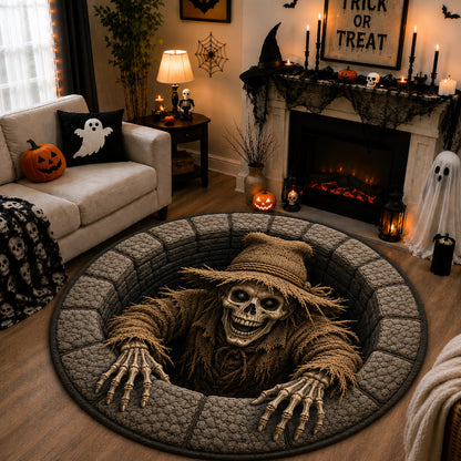 Haunted Scarecrow Skeleton Quilted Round Mat GFTOLAN1564