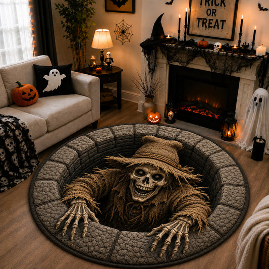 Haunted Scarecrow Skeleton Quilted Round Mat GFTOLAN1564