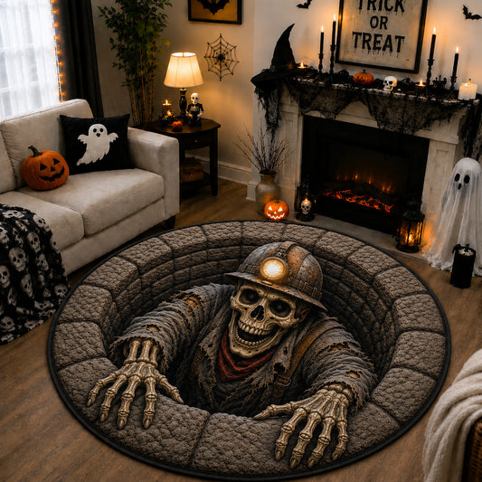 Skeleton Miner Quilted Round Mat GFTOLAN1567