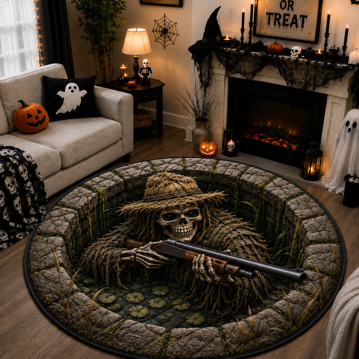 Skeleton Swamp Hunter Quilted Round Mat GFTOLAN1569
