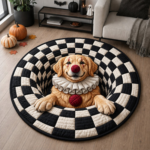 Golden Retriever Clown Vortex Quilted Round Mat GFTOLAN1570