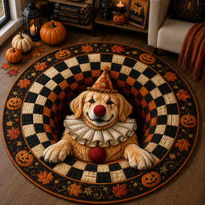 Golden Retriever Halloween Vortex Quilted Round Mat GFTOLAN1571