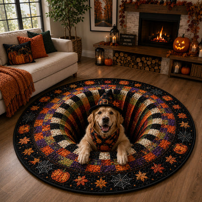 Witch Golden Retriever Vortex Quilted Round Mat GFTOLAN1574