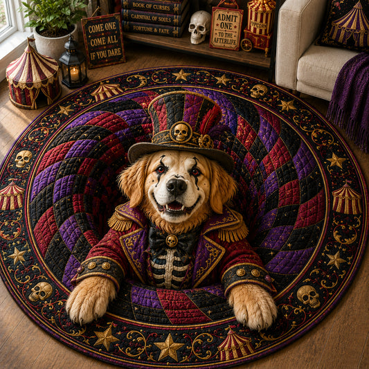 Golden Retriever Skeleton Ringmaster Vortex Quilted Round Mat GFTOLAN1575