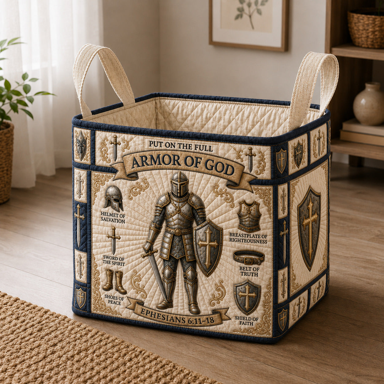 Armor Of God Quilted Storage Basket GFTOLAN1605