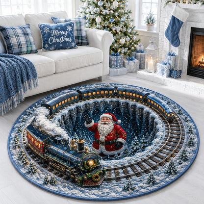 Polar Express Train Santa Quilted Round Mat GFTOLAN1618